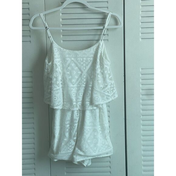 Aeropostale Women's White Lace Romper Adjustable Straps Small Size #8 - Picture 3 of 5
